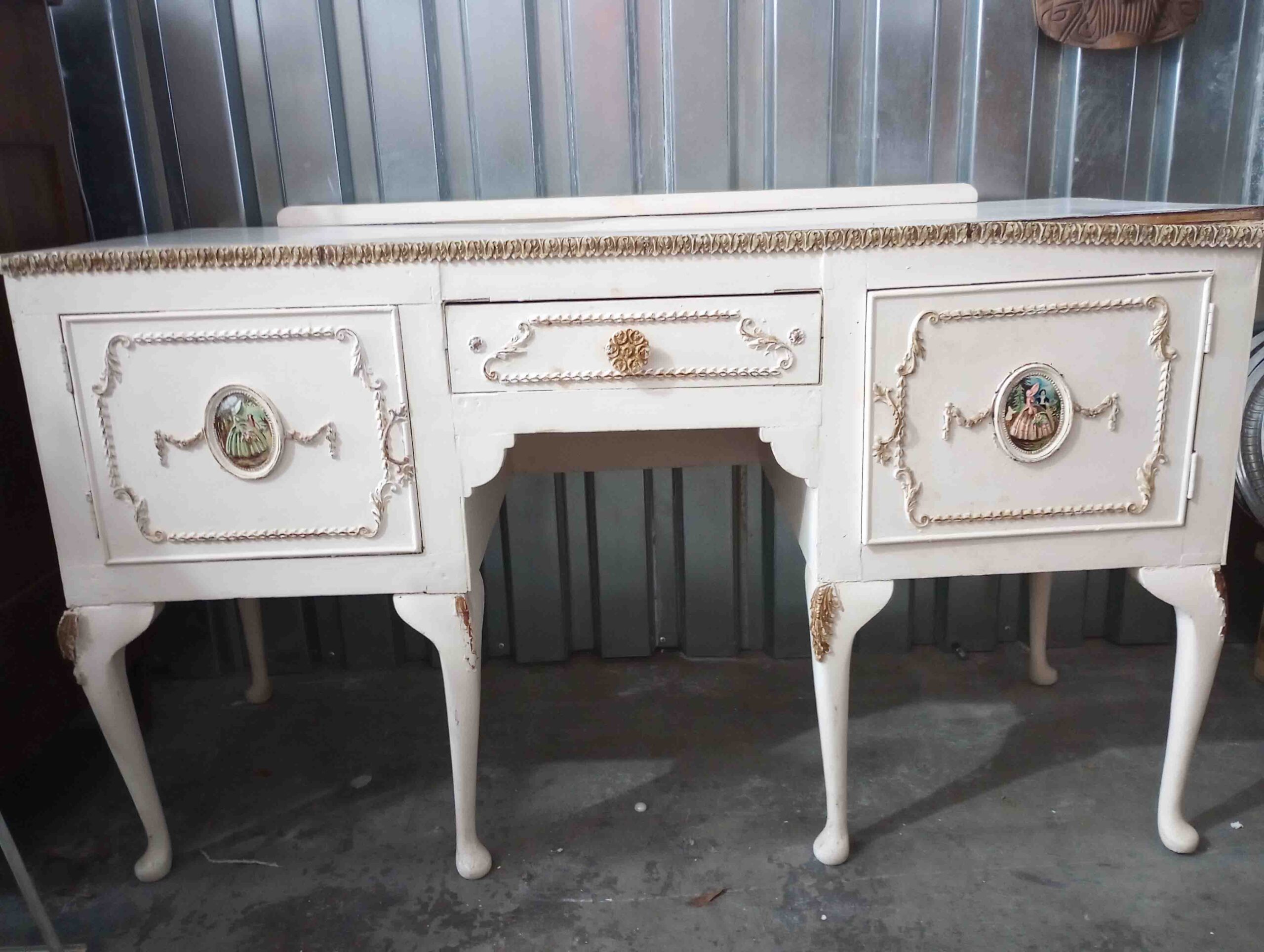 French style antique white desk