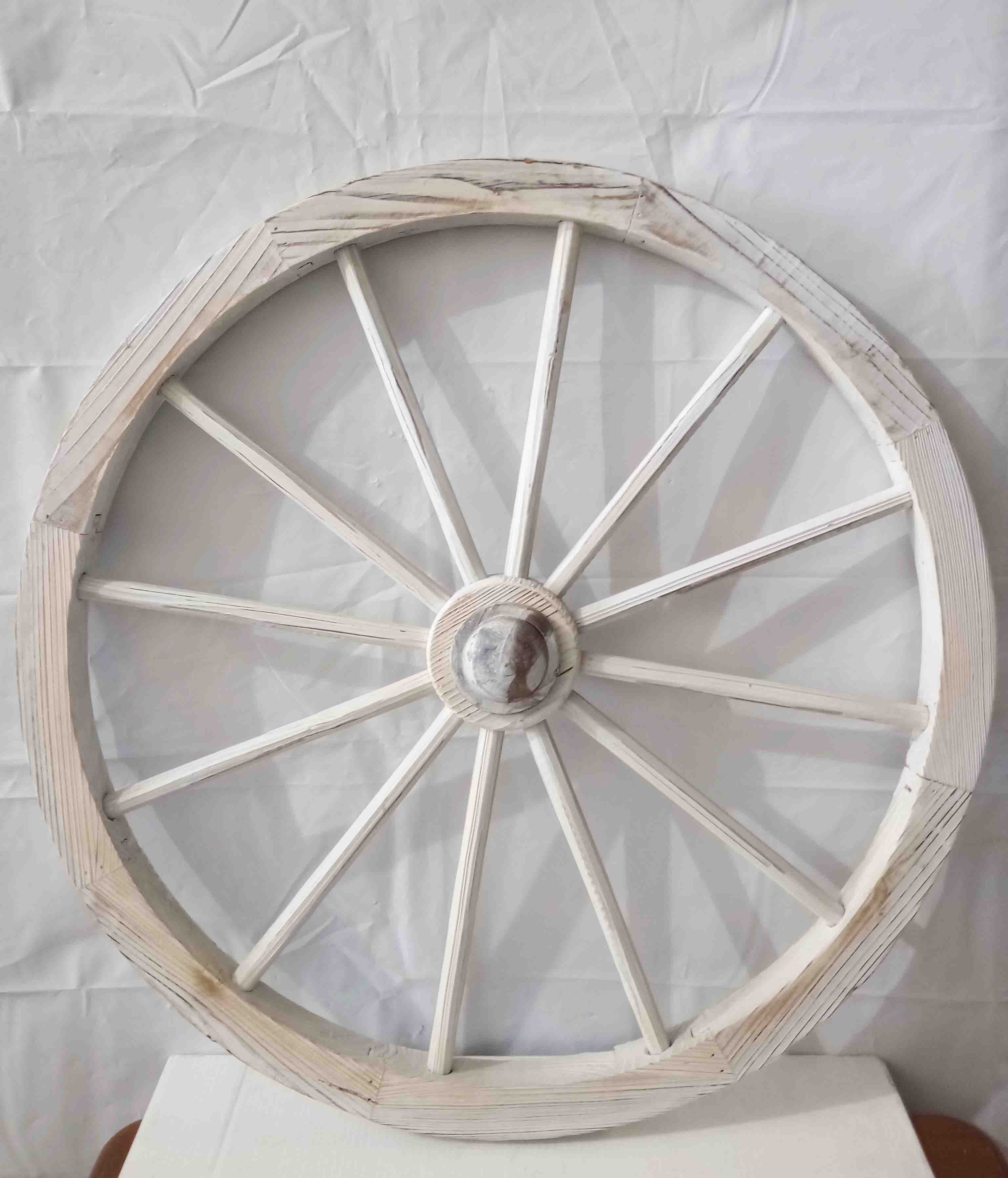 White Wagon Wheel Decor