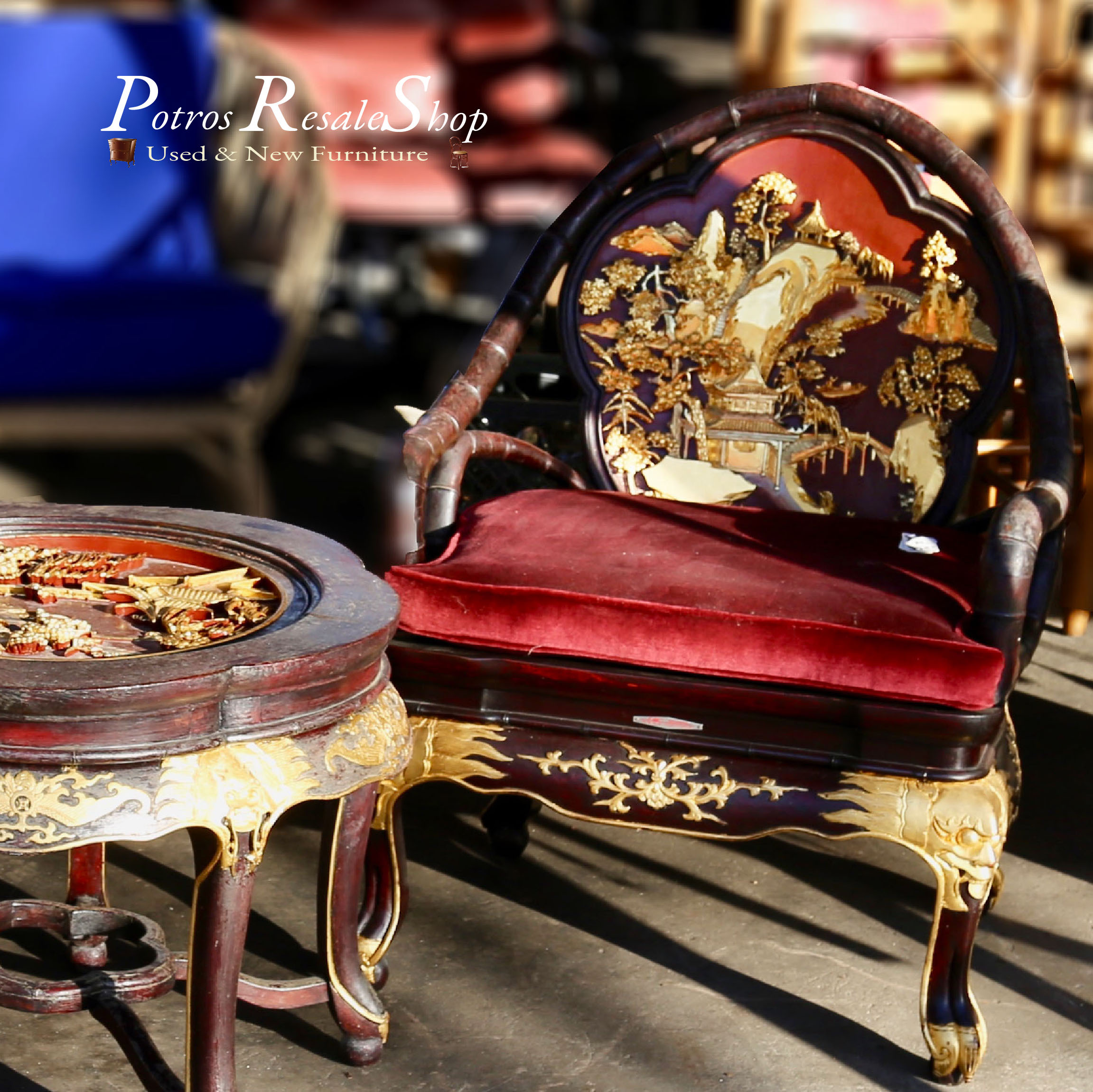 19th Century Chinese Hand Carved Table and Chairs