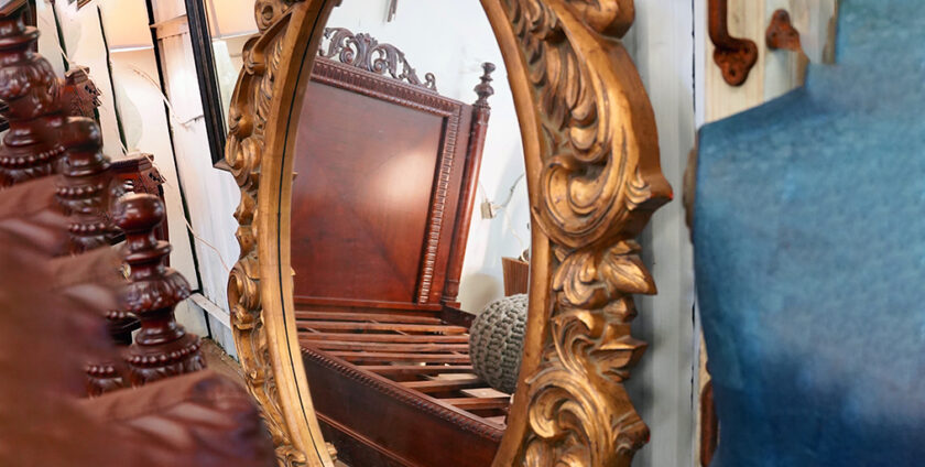 Vintage gilt ornate wall mirror, antique, gold mirror