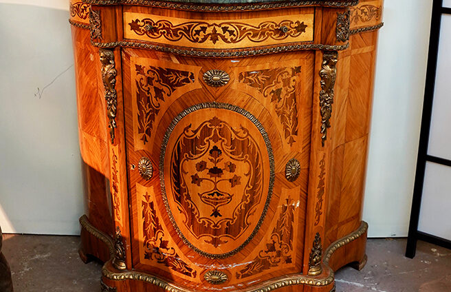 Louis XV Style Cabinet with Ormolus Black Marble Top Circa early 20th