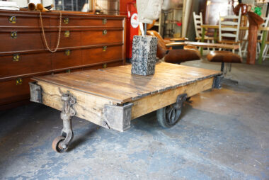 Antique Factory Cart Coffee Table Decoration Lineberry Vintage Railroad